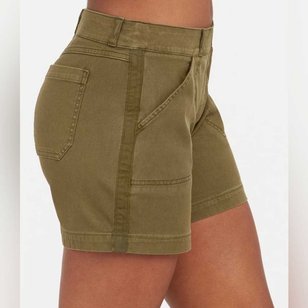 SPANX Army Green Stretch Twill 6" Short - Picture 2 of 8